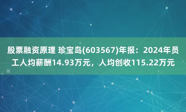 股票融资原理 珍宝岛(603567)年报：2024年员工人均薪酬14.93万元，人均创收115.22万元