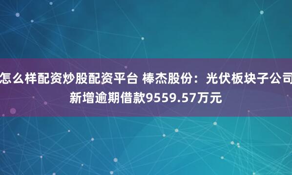 怎么样配资炒股配资平台 棒杰股份：光伏板块子公司新增逾期借款9559.57万元