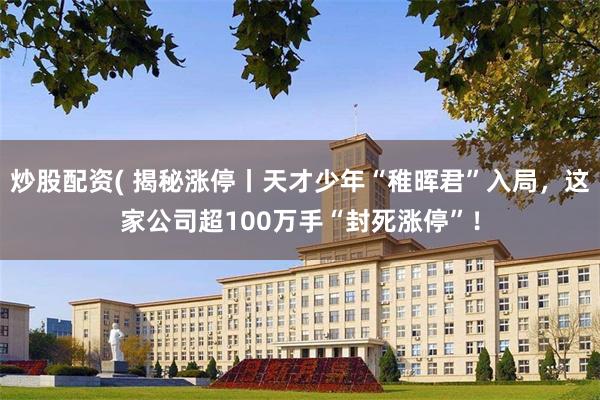 炒股配资( 揭秘涨停丨天才少年“稚晖君”入局，这家公司超100万手“封死涨停”！