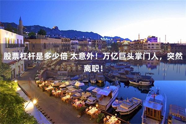 股票杠杆是多少倍 太意外！万亿巨头掌门人，突然离职！