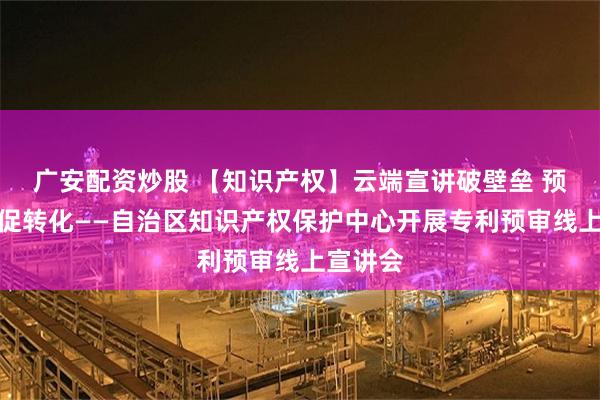 广安配资炒股 【知识产权】云端宣讲破壁垒 预审赋能促转化——自治区知识产权保护中心开展专利预审线上宣讲会