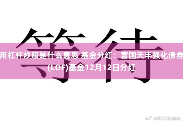 用杠杆炒股是什么意思 基金分红：富国天丰强化债券(LOF)基金12月12日分红