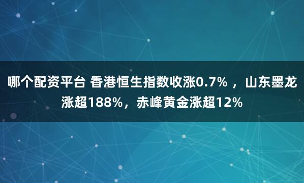 哪个配资平台 香港恒生指数收涨0.7% ，山东墨龙涨超188%，赤峰黄金涨超12%