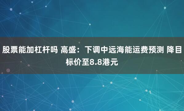股票能加杠杆吗 高盛：下调中远海能运费预测 降目标价至8.8港元