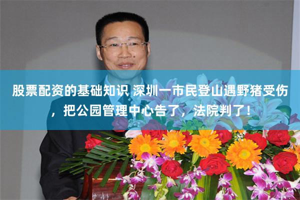 股票配资的基础知识 深圳一市民登山遇野猪受伤，把公园管理中心告了，法院判了！