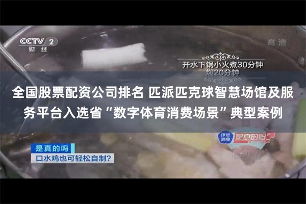 全国股票配资公司排名 匹派匹克球智慧场馆及服务平台入选省“数字体育消费场景”典型案例
