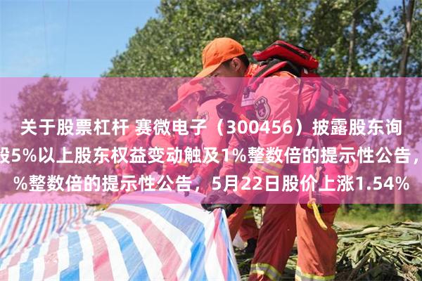 关于股票杠杆 赛微电子（300456）披露股东询价转让结果报告书暨持股5%以上股东权益变动触及1%整数倍的提示性公告，5月22日股价上涨1.54%