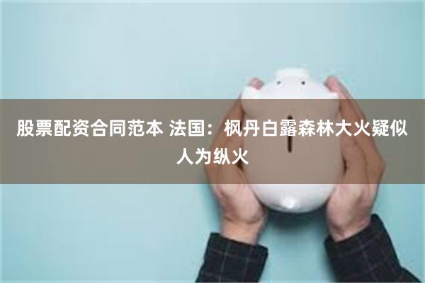 股票配资合同范本 法国:枫丹白露森林大火疑似人为纵火