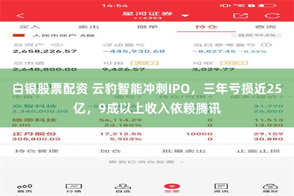 白银股票配资 云豹智能冲刺IPO，三年亏损近25亿，9成以上收入依赖腾讯